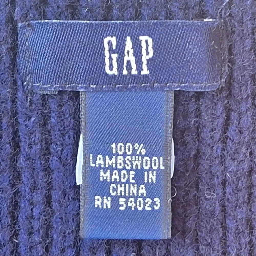 Gap 100% Lambswool Scarf Preppy Rugby Stripe Color Block Navy Blue and Gray NLA